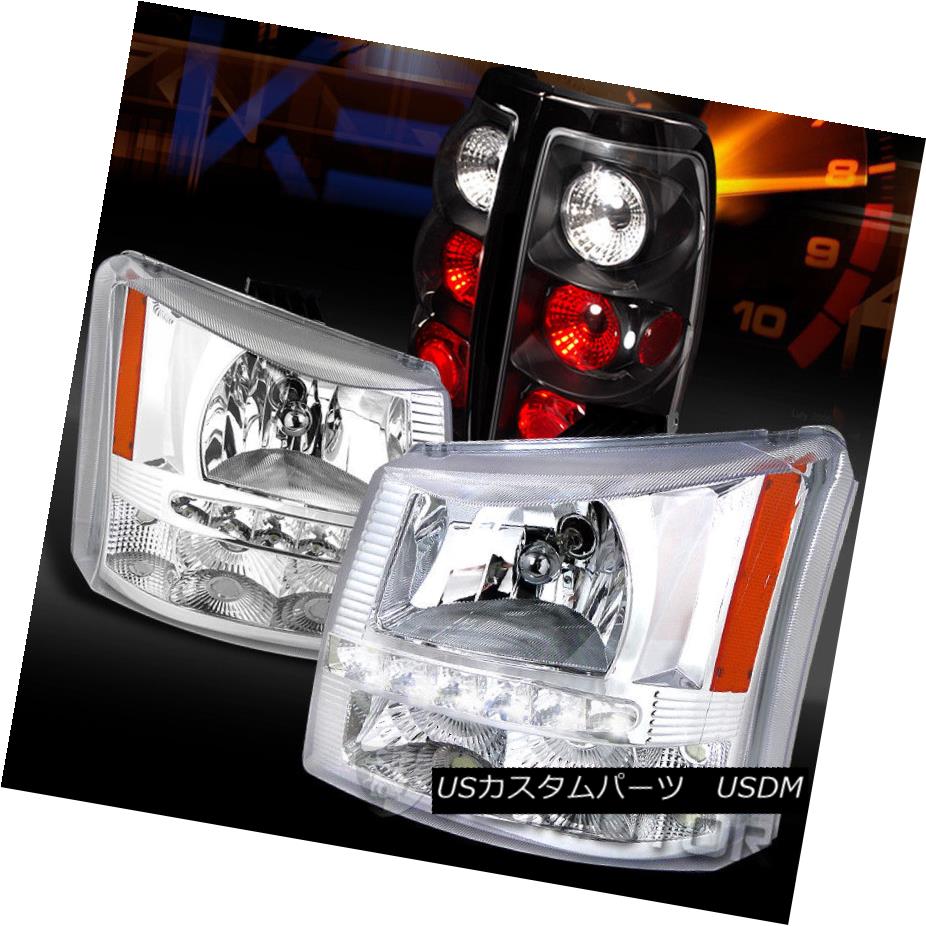 ヘッドライト 03-06 Silverado Chrome 1PC SMD LED DRL Headlights Bumper Lamps+Black Tail Lights 03-06 Silverado Chrome 1PC SMD LED DRLヘッドライトバンパーランプ+ブラックテールライト 【並行輸入品】
