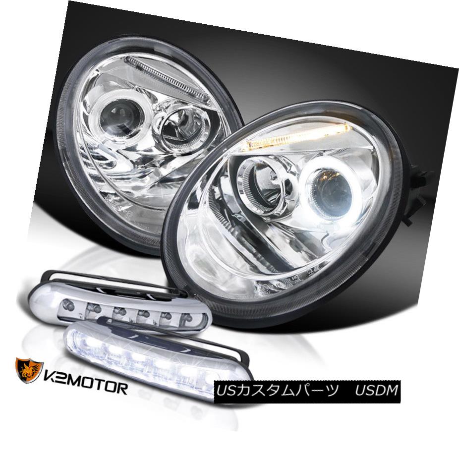 ヘッドライト For 98-05 Volkswagen Beetle Halo Projector Headlights+LED Driving Fog Lamps 98-05用フォルクスワーゲンビートルハロープロジェクターヘッドライト+ LED駆動フォグランプ 【並行輸入品】