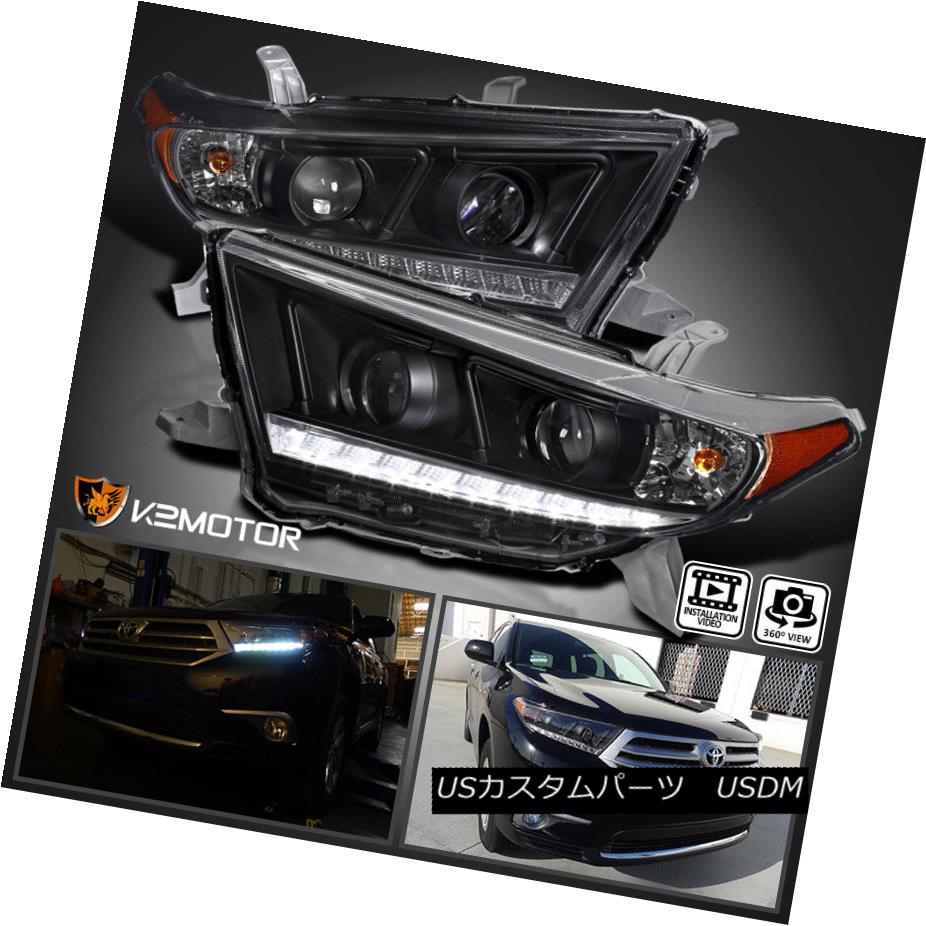 ヘッドライト For Black 2011-2013 Toyota Highlander LED DRL Projector headlights Left+Right ブラック2011-2013トヨタハイランダーLED DRLプロジェクターヘッドライト左+右 【並行輸入品】