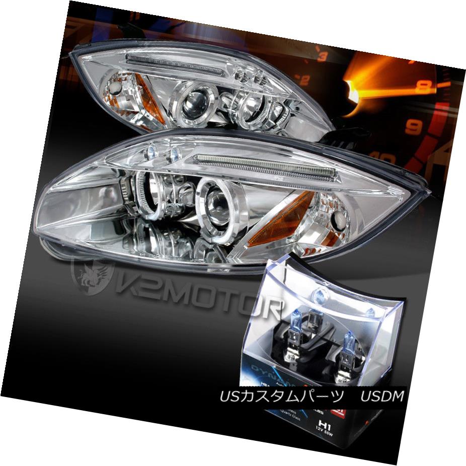 ヘッドライト 06-11 Mitsubishi Eclipse Chrome LED Halo Projector Headlights+H1 Halogen Bulbs 06-11三菱Eclipse Chrome LEDハロープロジェクターヘッドライト+ H1ハロゲン電球 【並行輸入品】