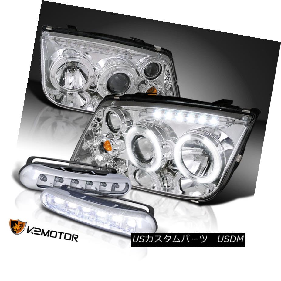 ヘッドライト For 99-04 VW Jetta Bora Dual Halo Projector Headlights w/LED Fog Strip Lamps MK4 99-04 VWジェッタボラデュアルハロープロジェクターヘッドライト(LEDフォグストリップランプMK4付) 【並行輸入品】