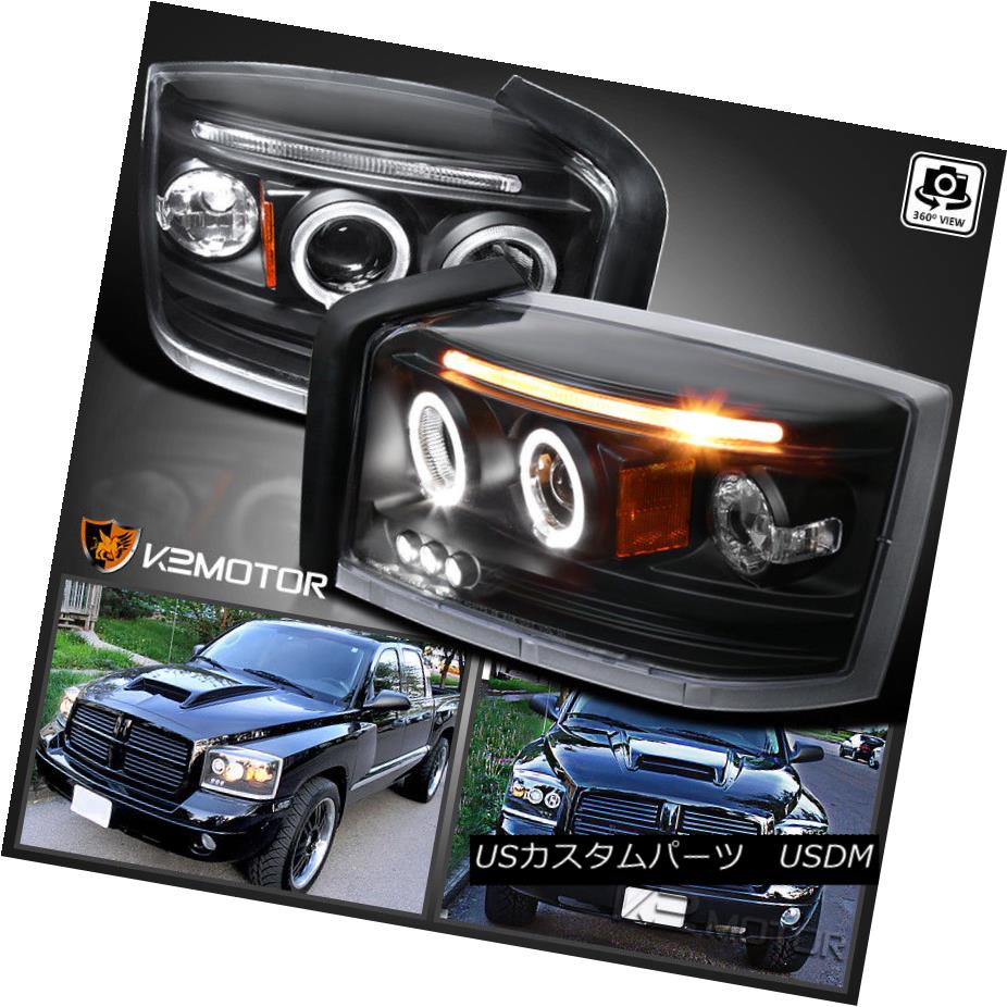 ヘッドライト 2005-2007 Dodge Dakota Halo LED Projector Headlights Black Pair 2005-2007 Dodge Dakota Halo LEDプロジェクターヘッドライトブラックペア 【並行輸入品】