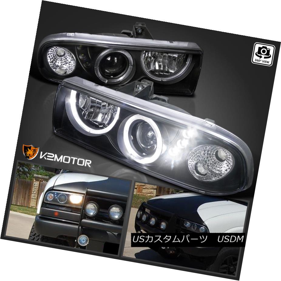 ヘッドライト 98-04 Chevy S10 Pickup Blazer Dual Halo Projector Headlights Black 98-04 Chevy S10ピックアップブレザーデュアルハロープロジェクターヘッドライトブラック 【並行輸入品】