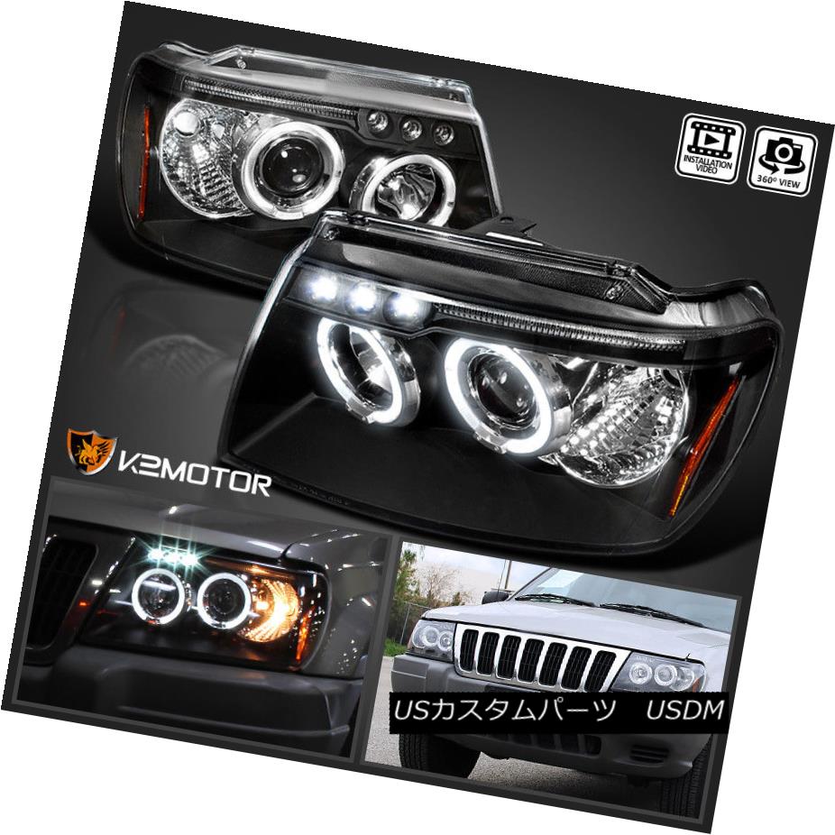 割引価格 ライト ランプ Cherokee Grand Jeep 1999 04 ヘッドライト Black 1999 04ジープグランドチェロキーブラックledハロープロジェクターヘッドライト Headlights Projector Halo Led Sercomedsa Cl
