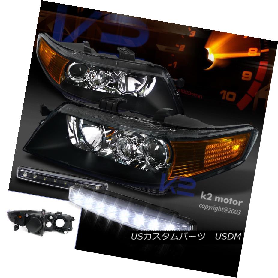 ヘッドライト 04-05 Acura TSX Projector Headlights Black Housing Clear Lens+8 LED Fog Lights 04-05アキュラTSXプロジェクターヘッドライトブラックハウジングクリアレンズ+ 8 LEDフォグライト 【並行輸入品】