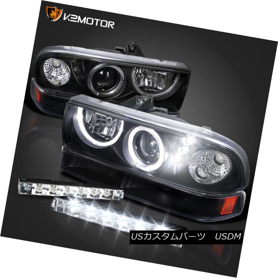 ヘッドライト BLACK 98-04 S10 BLAZER HALO PROJECTOR LED HEADLIGHTS+6-SMD FOG DRL BUMPER LAMPS BLACK 98-04 S10ブレイザーハロープロジェクターLEDヘッドライト+ 6-S MD FOG DRLバンパーランプ 【並行輸入品】