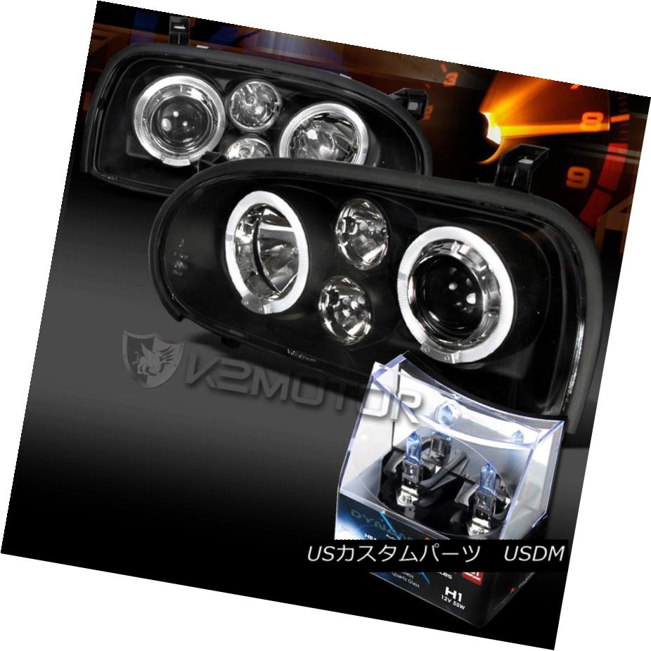 ヘッドライト For 93-98 VW Golf MK3 Black Halo Projector Headlights+H1 Halogen Bulbs 93-98 VWゴルフMK3ブラック・ハロー・プロジェクター・ヘッドライト+ H1ハロゲン・バルブ 【並行輸入品】