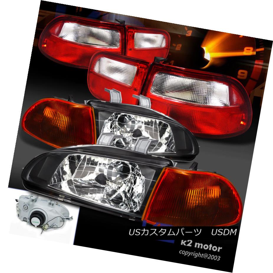 ヘッドライト Fit 92-95 Civic 3Dr Black Headlight+Smoke Amber Corner Lamp+Red Tail Lamps フィット92-95シビック3Drブラックヘッドライト+スモーク eアンバーコーナーランプ+レッドテールランプ 【並行輸入品】