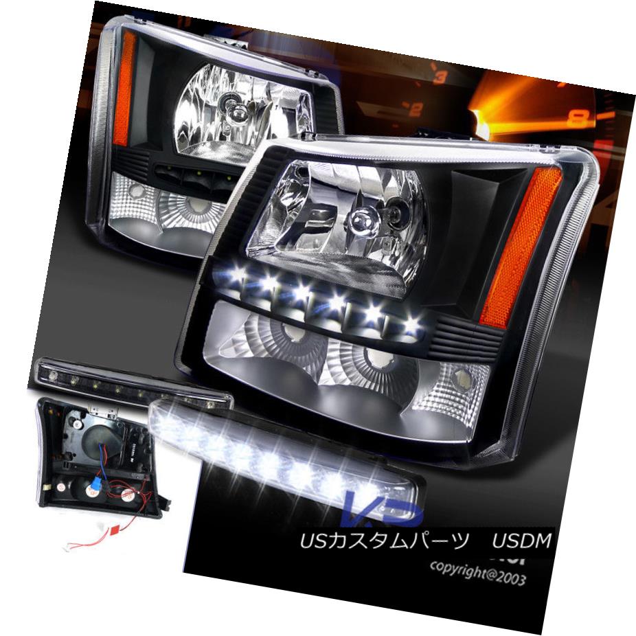 ヘッドライト 03-07 Silverado 1PC Black SMD LED Crystal Headlights+Bumper Lamp+8-LED DRL 03-07シルバラード1PCブラックSMD LEDクリスタルヘッドライト+バーン 、ランプ+ 8-LED DRL 【並行輸入品】