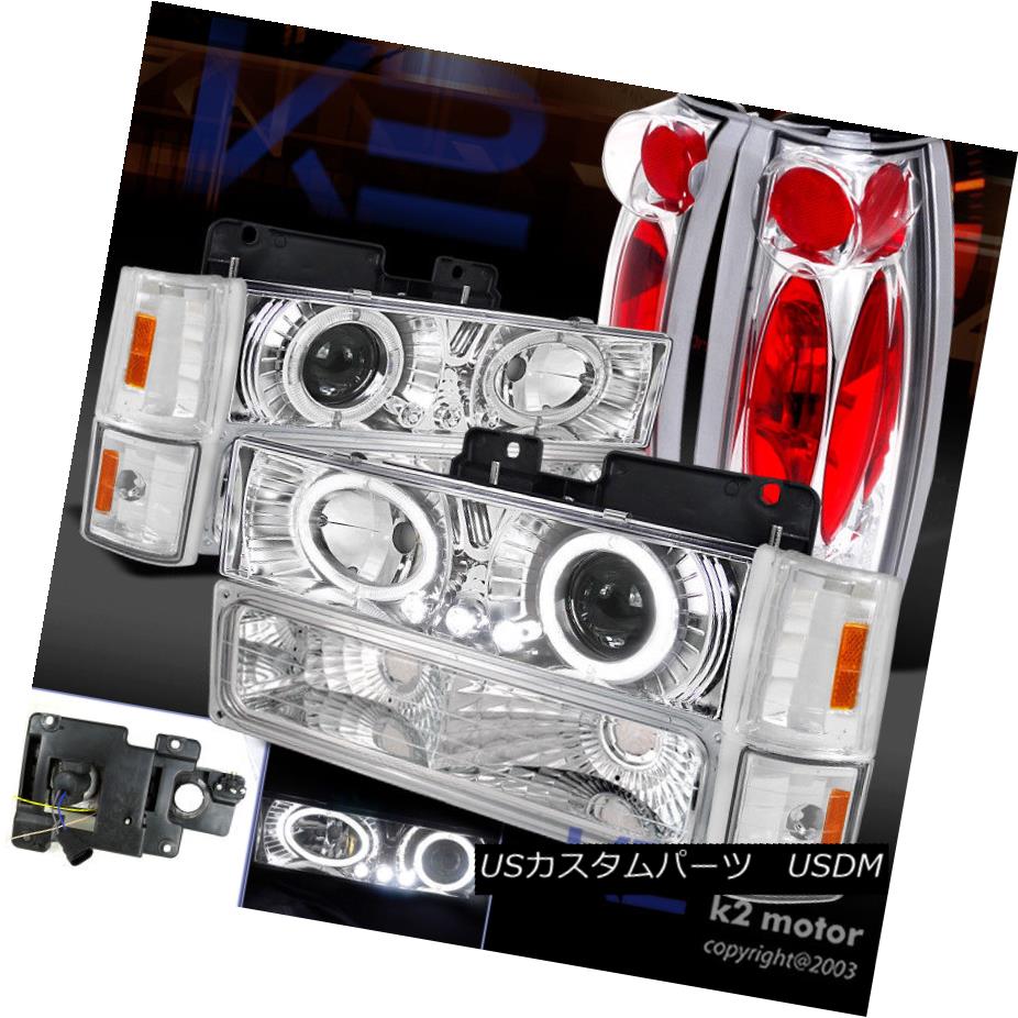 ヘッドライト GMC 94-98 Sierra C/K LED Halo Projector Headlight+Tail Lamp+Corner Bumper Lamp GMC 94-98 Sierra C / K LEDハロープロジェクターヘッドライト+テールランプ+コーナーバンパーランプ 【並行輸入品】