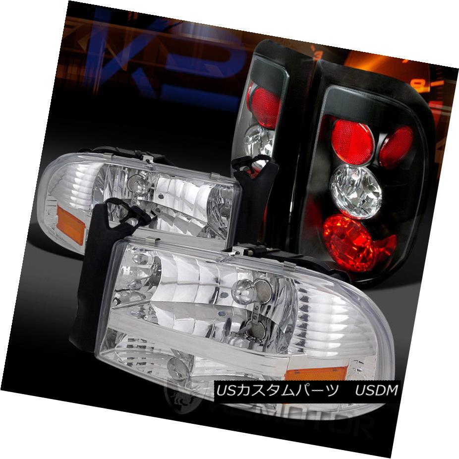 ヘッドライト 97-04 Dodge Dakota Chrome 1PC Style Headlights+Black Tail Brake Lamps 97-04 Dodge Dakota Chrome 1PCスタイルヘッドライト+ Bla ckテールブレーキランプ 【並行輸入品】