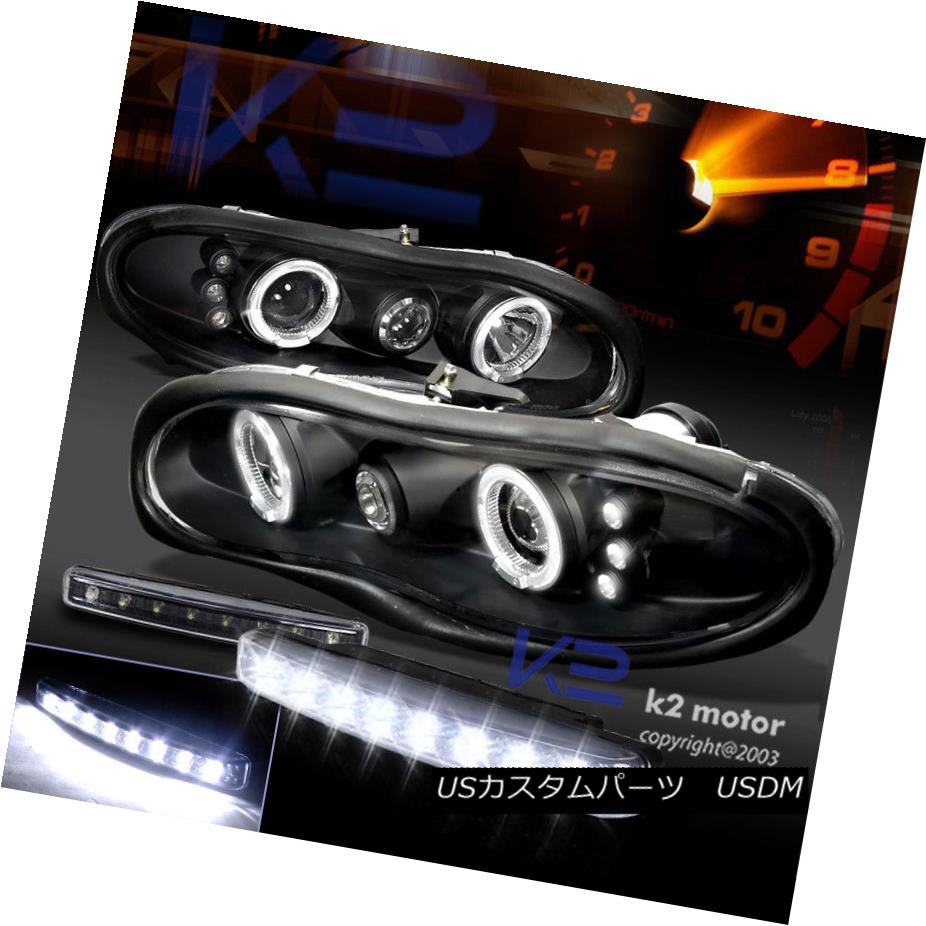 ヘッドライト Black 98-02 Chevy Camaro Halo Projector Headlights+8-LED Bumper DRL Fog Lamp ブラック98-02シボレーカマロハロープロジェクターヘッドライト+ 8-L EDバンパーDRLフォグランプ 【並行輸入品】