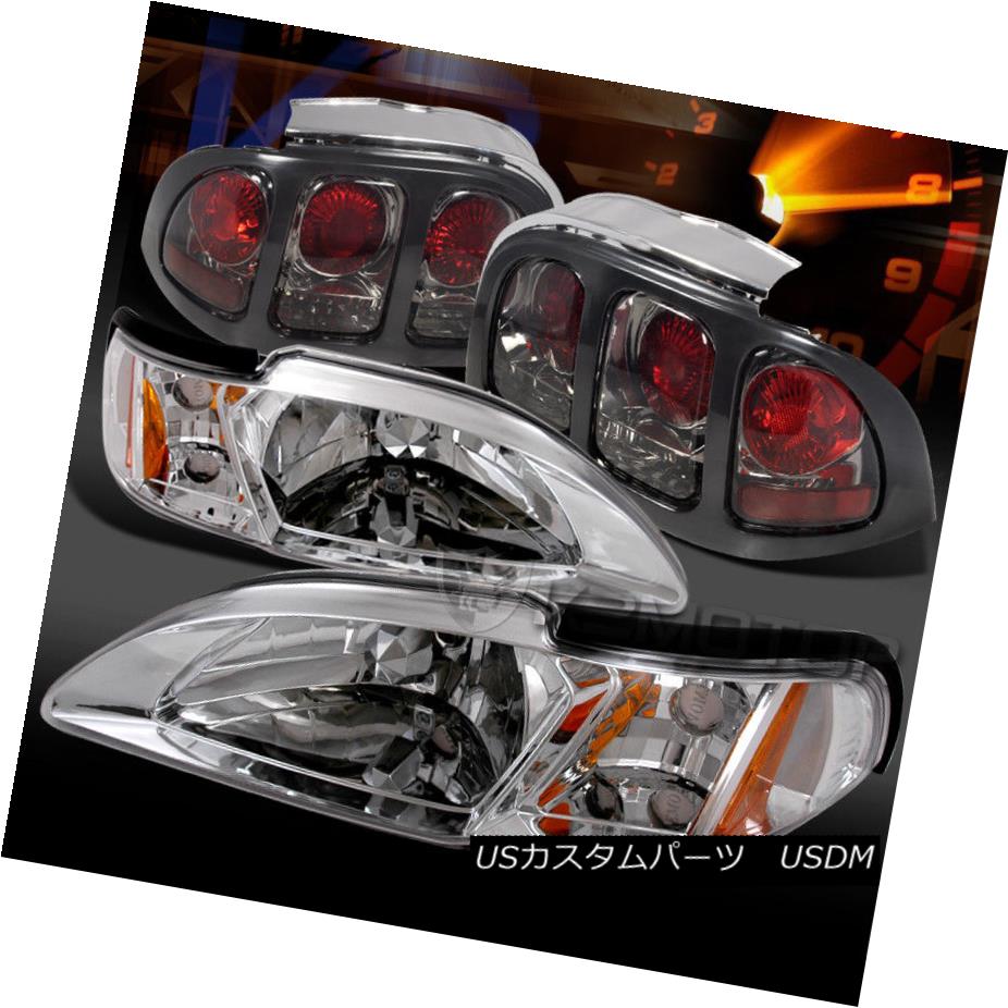 ヘッドライト 1994-1998 Ford Mustang Chrome Headlight Corner Lamps+Smoke Tail Lights 1994-1998 Ford Mustangクロームヘッドライトコーナーランプ+煙テールライト 【並行輸入品】