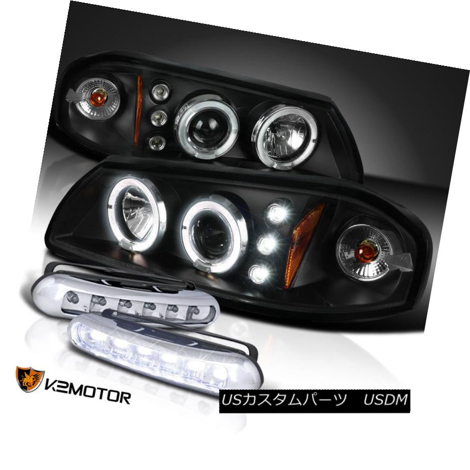 ヘッドライト Chevy 00-05 Impala Projector Halo Headlights+LED Bumper Fog Lamps Black Chevy 00-05インパラプロジェクターハローヘッドライト+ LEDバンパーフォグランプブラック 【並行輸入品】