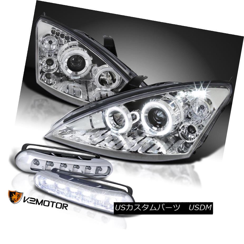 ヘッドライト 00-04 Focus Halo Projector Headlights Chrome+Front LED Fog Lamps 00-04フォーカスハロープロジェクターヘッドライトクローム+フロントLEDフォグランプ 【並行輸入品】