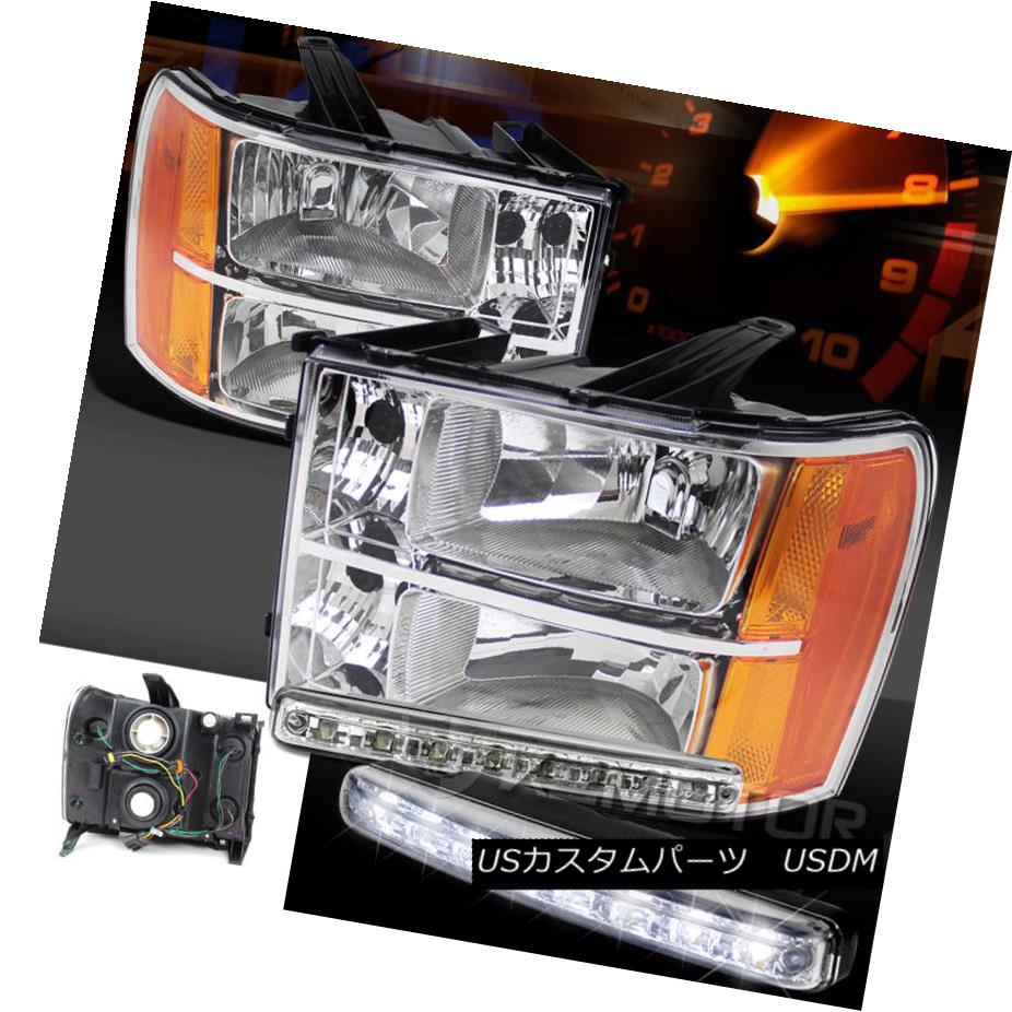 ヘッドライト 07-13 GMC Sierra 1500 2500HD 3500HD Chrome Clear Headlights+8-LED DRL Fog Lamps 07-13 GMC Sierra 1500 2500HD 3500HDクロームクリアヘッドライト+ 8-L ED DRLフォグランプ 【並行輸入品】
