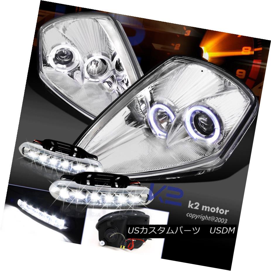 ヘッドライト 00-05 Eclipse Chrome Dual Halo Projector Headlight+Bumper LED Fog Lamp DRL 00-05 Eclipseクロームデュアルハロープロジェクターヘッドライト+バンプ er LEDフォグランプDRL 【並行輸入品】