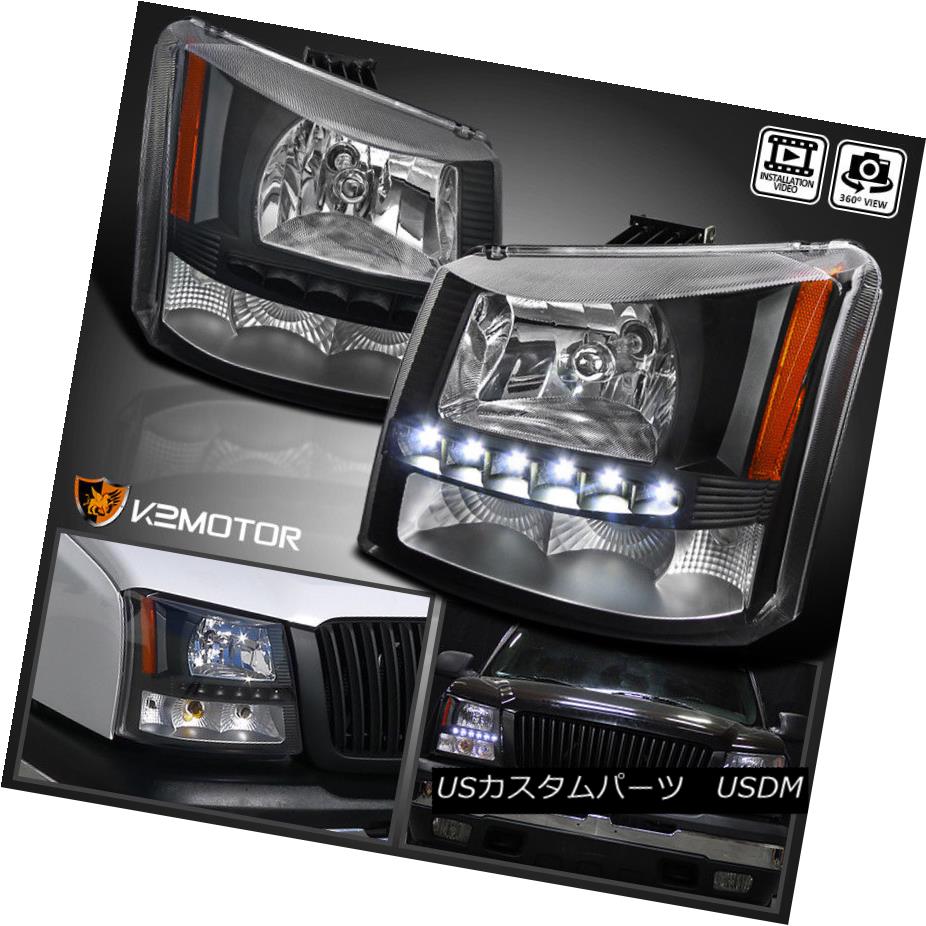 ヘッドライト 2003-2007 Chevy Silverado 1PC Black SMD LED DRL Crystal Headlights+Bumper Lamp 2003-2007シボレーシルバラード1PCブラックSMD LED DRLクリスタルヘッドライト+バーン 【並行輸入品】
