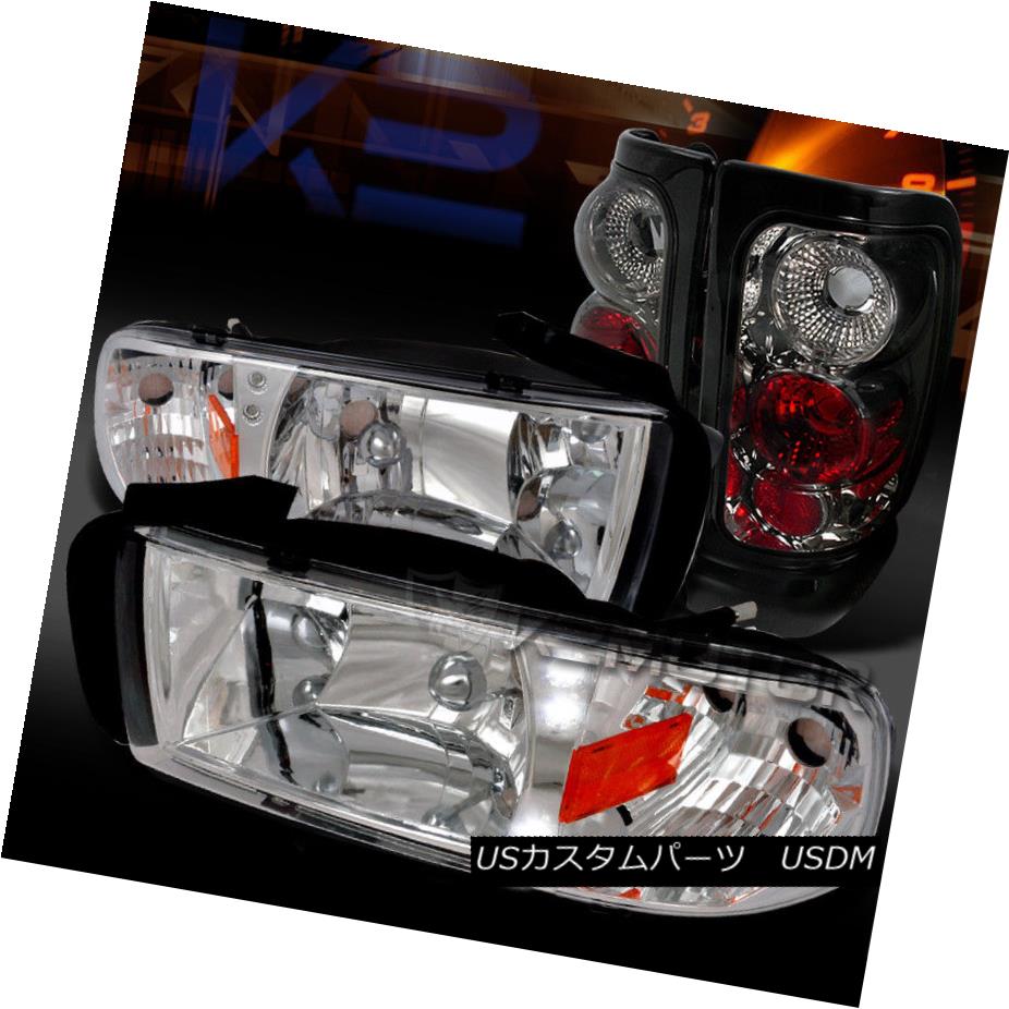ヘッドライト Dodge 94-01 Ram Pickup Clear LED Headlights+Smoke Rear Tail Lamps ダッジ94-01ラムピックアップクリアLEDヘッドライト+スモール keリアテールランプ 【並行輸入品】