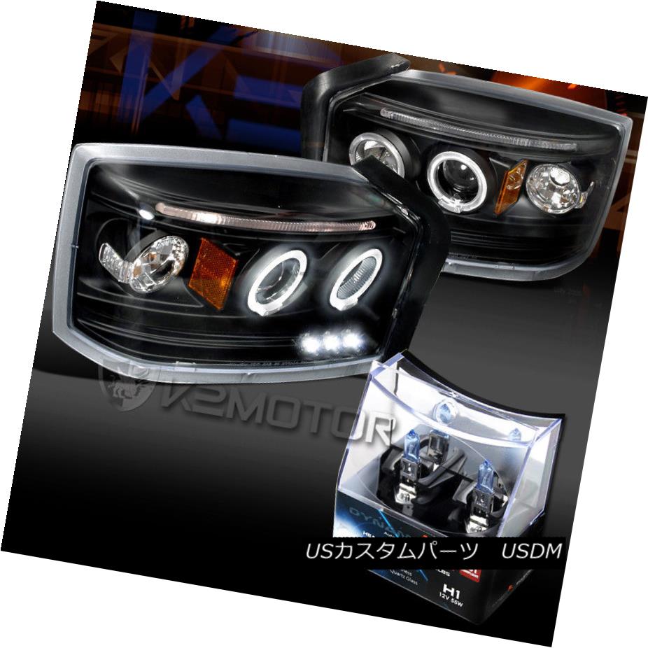 完売 ライト ランプ ヘッドライト 05 07 Dodge Dakota Black Halo Led Projector Headlights H1 Halogen Bulbs 05 07ダッジダコタブラックハローledプロジェクターヘッドライト H1ハロゲン電球