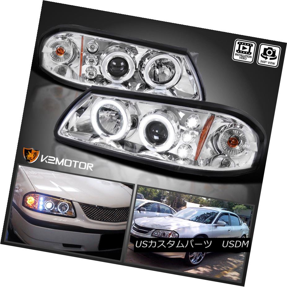 ライト ランプ 新品本物 00 05 ヘッドライト Chevy 00 05シボレーインパラledハロープロジェクターヘッドライトランプクローム Chrome Lamp Headlights Projector Halo Led Impala