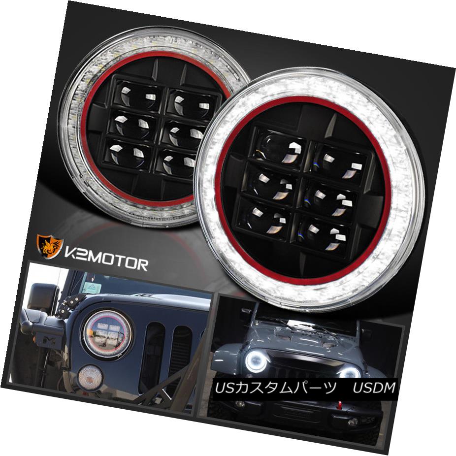 種類豊富な品揃え ライト ランプ Red Drl Led Halo Black 7 2x ヘッドライト Rim Drlレッドリムプロジェクタービームヘッドライトランプジープラングラー 7インチブラックハローled 2x Wrangler Jeep Lamps Headlights Beam Projector Orchidmattress Com
