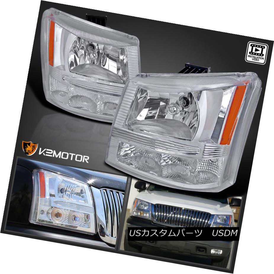 ヘッドライト 2003-2007 Chevy Silverado Avalanche 1PC Chrome Crystal Headlights+Bumper Lamp 2003-2007シボレーシルバラードアバランチェ1PCクロームクリスタルヘッドライト+バーン 【並行輸入品】