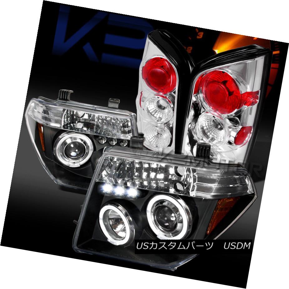 ヘッドライト Fit 05-07 Nissan Pathfinder Black Halo LED Projector Headlights+Clear Tail Lamps フィット05-07 Nissan Pathfinder Black Halo LEDプロジェクターヘッドライト+ Cle arテールランプ 【並行輸入品】