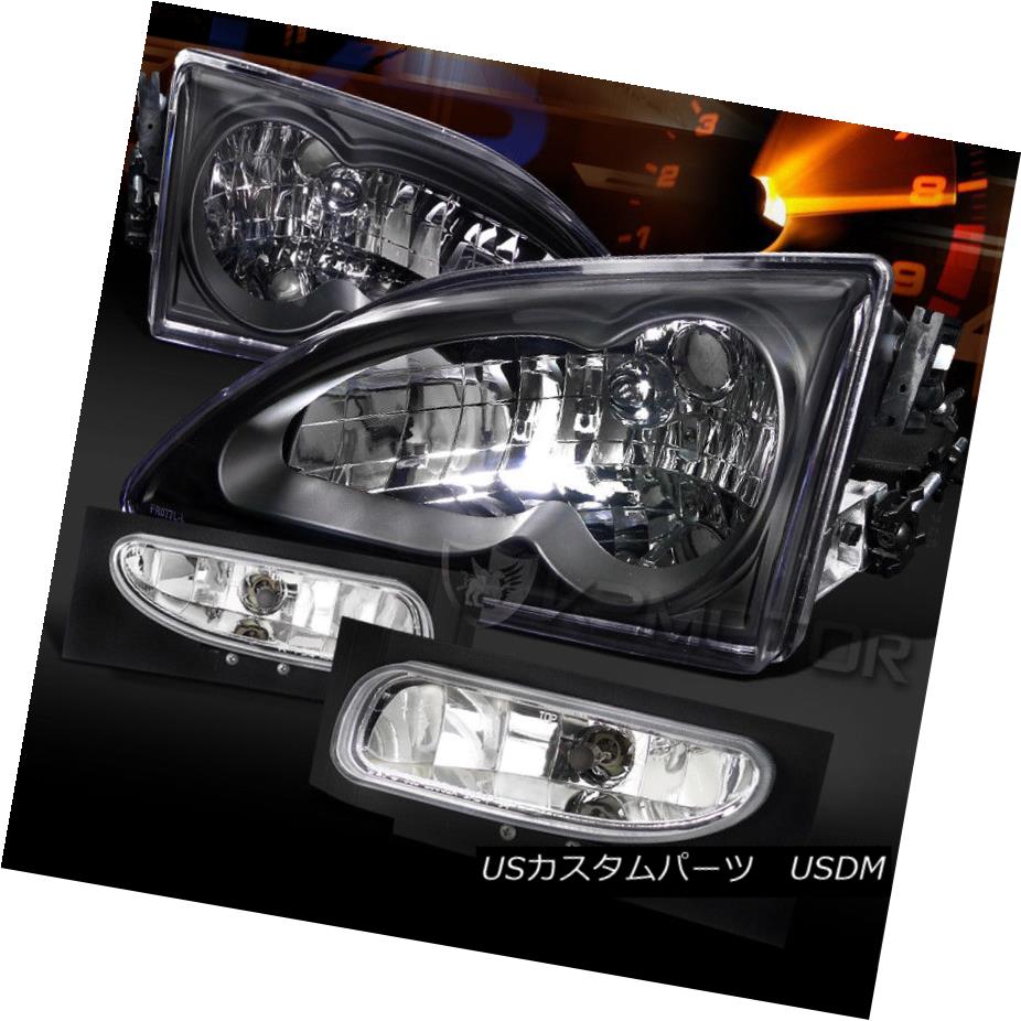 ヘッドライト Ford 94-98 Mustang Black Crystal Headlights+Clear Bumper Fog Lamps フォード94-98ムスタングブラッククリスタルヘッドライト+クリーン arバンパーフォグランプ 【並行輸入品】