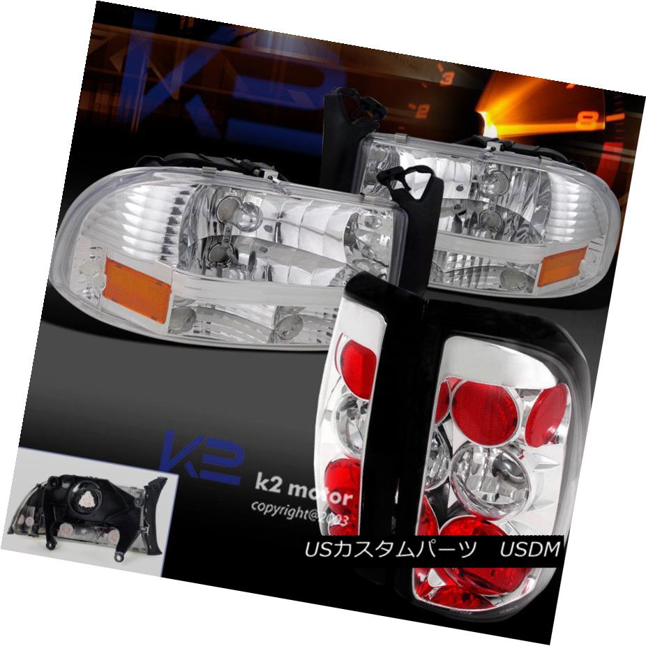 ヘッドライト Dakota 1997-2004 Pair Crystal Clear Headlights+Tail Lights Replacement Pair ダコタ1997-2004ペアクリスタルクリアヘッドライト+タイ l交換ペアを点灯 【並行輸入品】