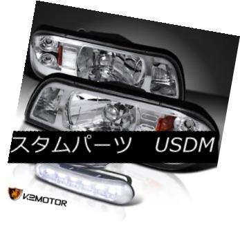 ヘッドライト 87-93 Ford Mustang Chrome Headlights+Parking Corner+LED DRL Fog Lamps 87-93フォードマスタングクロームヘッドライト+パー キングコーナー+ LED DRLフォグランプ 【並行輸入品】