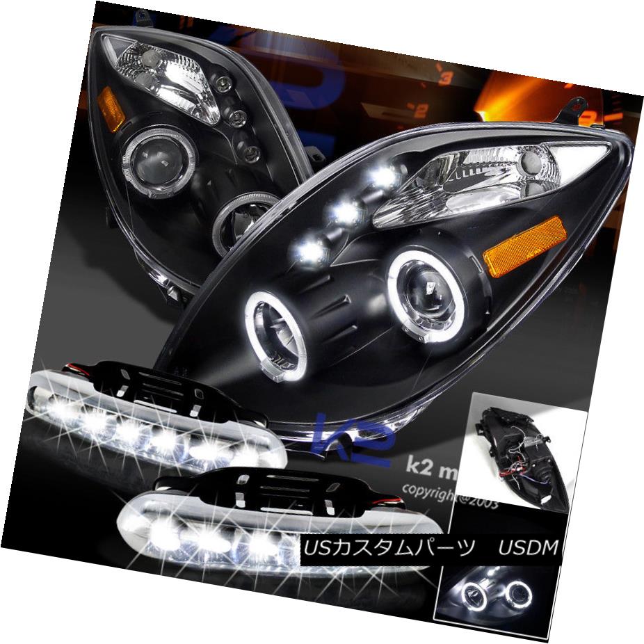 ヘッドライト For Black 06-08 Toyota Yaris Halo Projector Headlights+LED DRL Fog Bumper Lamps ブラック06-08トヨタヤリスハロープロジェクターヘッドライト+ LED DRLフォグバンパーランプ 【並行輸入品】