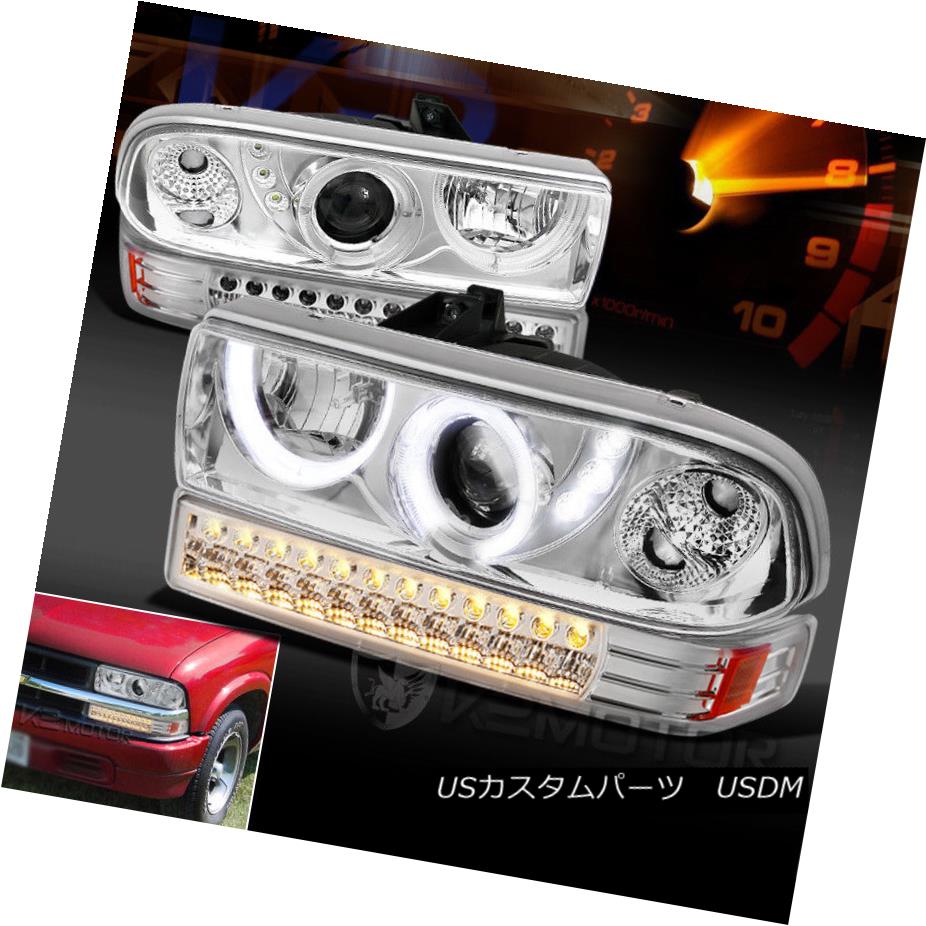 ヘッドライト 1998-2004 Chevy S10 Blazer Halo LED Clear Projector Headlights+LED Bumper Lights 1998-2004 Chevy S10 Blazer Halo LEDプロジェクターヘッドライト+ LEDバンパーライト 【並行輸入品】