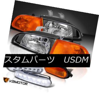 ヘッドライト For 92-95 Civic Black Headlight+Amber Corner Lamp+Side Marker+White LED DRL 92-95 Civic Blackヘッドライト+ Ambe rコーナーランプ+サイドマーカー+白色LED DRL 【並行輸入品】