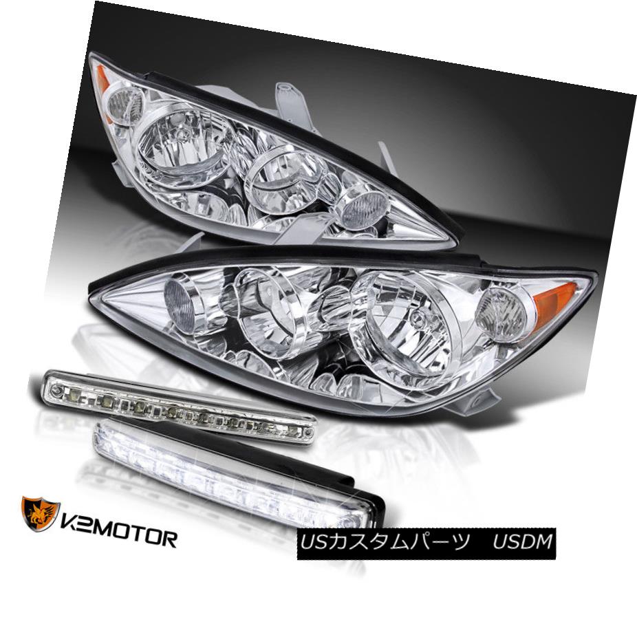ヘッドライト For 2005-2006 Toyota Camry Chrome Headlights+White 6000K LED DRL Fog Lamps 2005-2006トヨタカムリクロームヘッドライト+ Whi 用6000K LED DRLフォグランプ 【並行輸入品】
