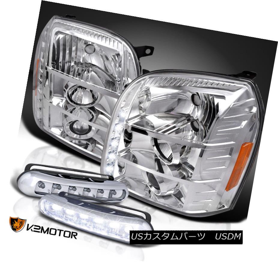 ヘッドライト GMC 07-14 Yukon XL Denali Projector Headlights Chrome W/Front LED Bumper Fog GMC 07-14ユーコンXLデナリプロジェクターヘッドライトクロームW /フロントLEDバンパーフォグ 【並行輸入品】