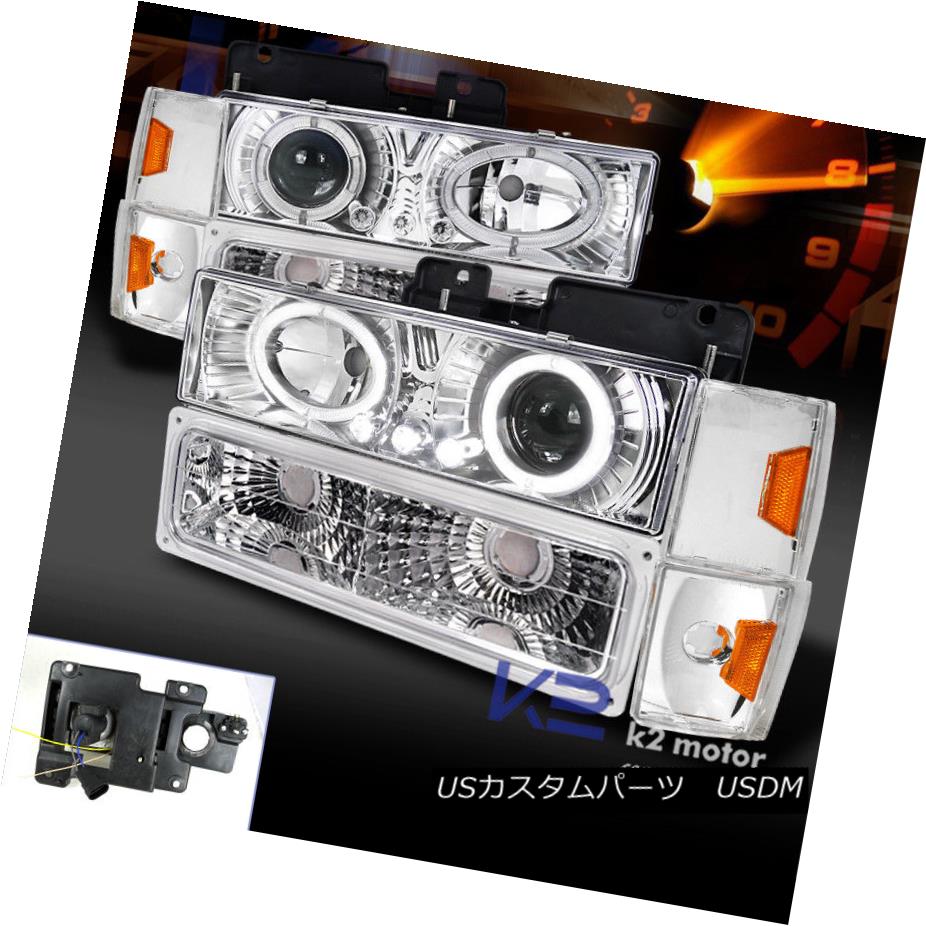 ヘッドライト C10 Ck Tahoe Silverado Yukon Halo LED Chrome Projector Headlights+Corner Bumper C10 Cah Tahoe Silverado Yukon Halo LEDプロジェクターヘッドライト+ Cor ner Bumper 【並行輸入品】