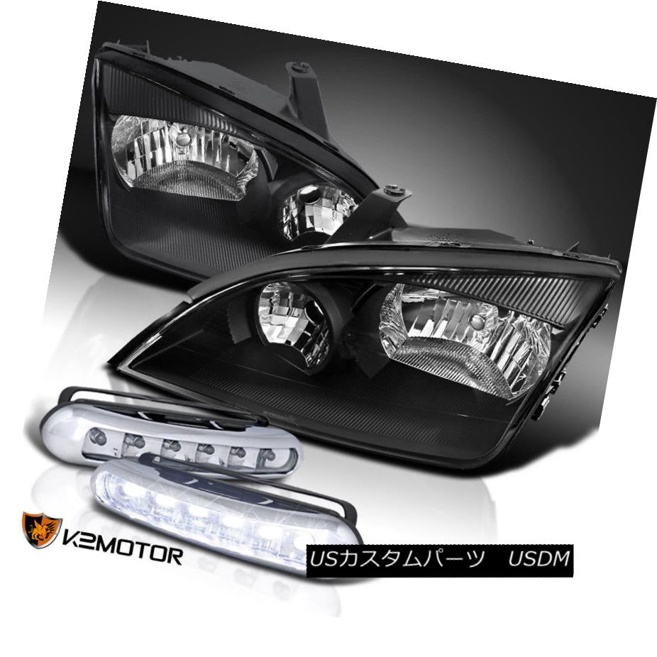 ヘッドライト Ford 2005-2007 Focus ZX4 Euro Black Crystal Headlights+LED DRL Fog Lamps フォード2005-2007フォーカスZX4ユーロブラッククリスタルヘッドライト+ LED DRLフォグランプ 【並行輸入品】