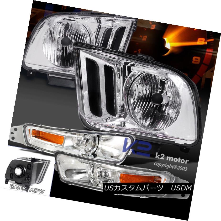 ヘッドライト 05-09 Ford Mustang Chrome Crystal Headlights w/ Front Bumper Signal Lamps Clear 05-09フォードマスタングクロームクリスタルヘッドライト（フロントバンパーシグナルランプクリア） 【並行輸入品】