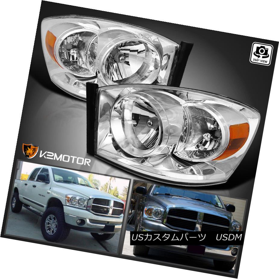 ヘッドライト 2006-2008 Dodge Ram Crystal Chrome Headlights Head Lamps Left+Right 2006-2008ダッジラムクリスタルクロームヘッドライトヘッドランプ左+右 【並行輸入品】