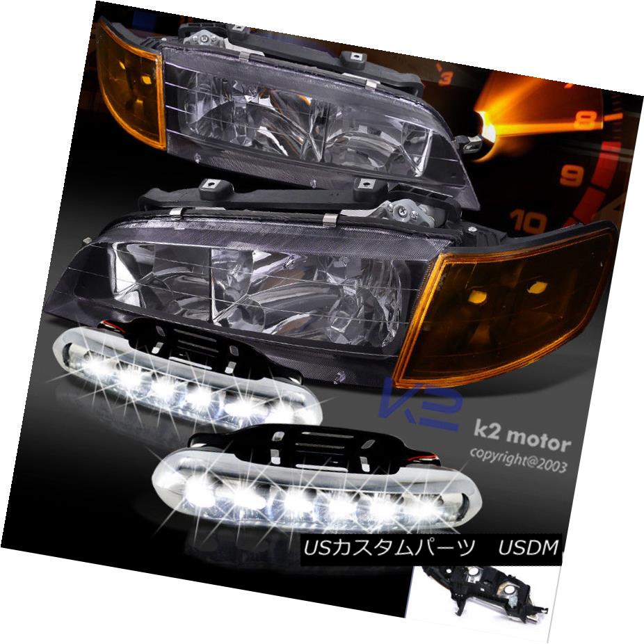 ヘッドライト JDM Black Fit 94-97 Accord Headlights+Amber Corner Signal W/LED Fog Bumper Lamps JDMブラックフィット94-97アコードヘッドライト+アンバー コーナー信号W / LEDフォグバンパーランプ 【並行輸入品】