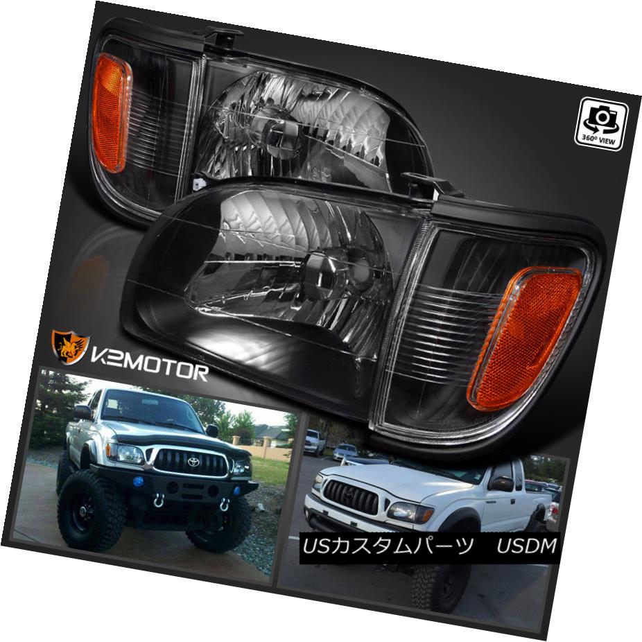 ヘッドライト For 2001-2004 Toyota Tacoma Black Headlights+Signal Corner Parking Lamps Lights 2001年?2004年トヨタタコマブラックヘッドライト+シグマ nalコーナーパーキングランプ 【並行輸入品】