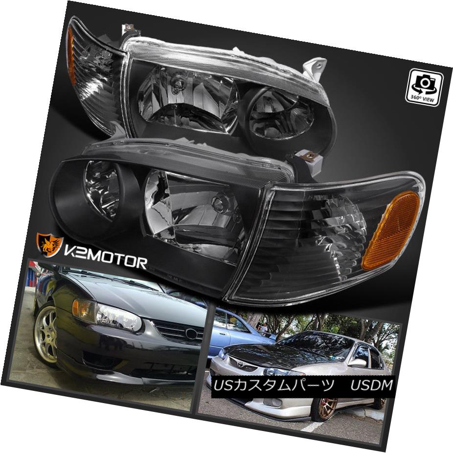 ヘッドライト For 2001-2002 Toyota Corolla Black Headlights+Corner Signal Lamps 2001?2002年トヨタカローラブラックヘッドライト+ Cor nerシグナルランプ 【並行輸入品】