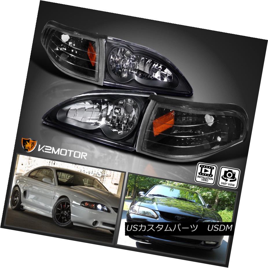 ヘッドライト 1994-1998 Mustang Black Headlights w/Corner Signal Lamps GT 1994-1998 Mustang Blackヘッドライト（コーナーランプ付）GT 【並行輸入品】 32,175円