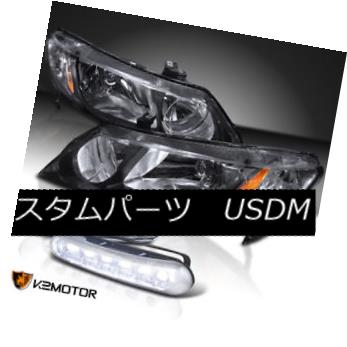ヘッドライト For 06-11 Civic Sedan 4Dr Black Diamond Headlights Signal+Driving LED Fog Lamps 06-11シビックセダン4Drブラックダイヤモンドヘッドライト信号+ドライビングフォグランプ 【並行輸入品】