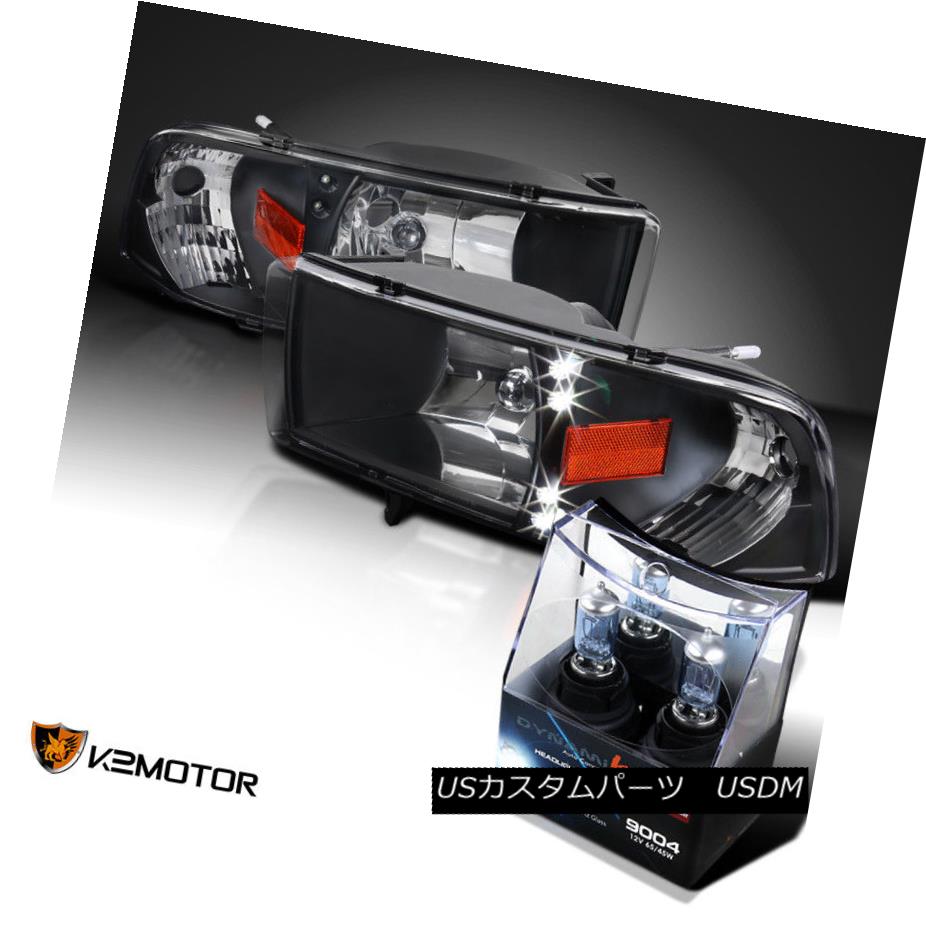 ヘッドライト 94-01 Ram 1500 2500 3500 LED Black Headlights+2x 9004 Headlamps Halogen Bulbs 94-01 Ram 1500 2500 3500 LEDブラックヘッドライト+ 2x 9004ヘッドランプハロゲン電球 【並行輸入品】