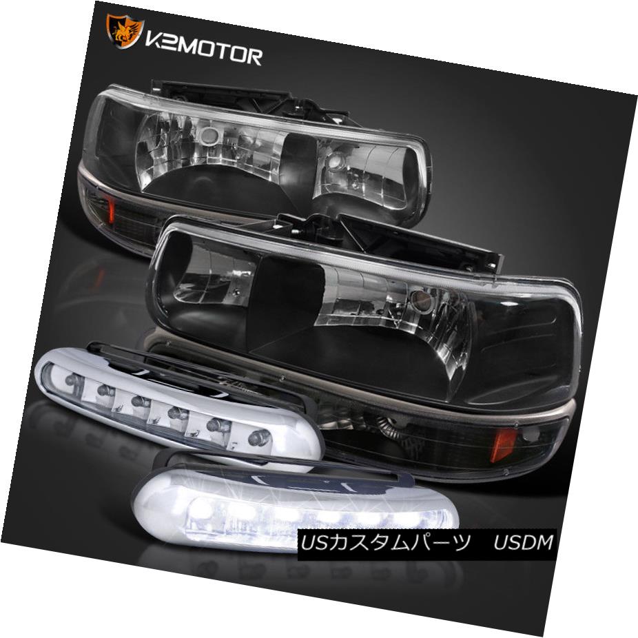 ヘッドライト 2000-2006 TAHOE SUBURBAN BLACK HEADLIGHTS+BUMPER LAMPS w/LED FOG LIGHT STRIPS 2000年から2006年のタホサバールブラックヘッドライト+バグ PER LAMPS / LED FOGライトストリップ 【並行輸入品】