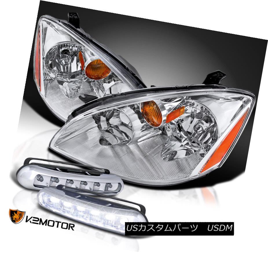 ヘッドライト For 2002-2004 Nissan Altima Chrome Clear Headlights Head Lamps+LED DRL Fog Lamps 日産アルティマクロームクリアヘッドライトヘッドランプ+ LED DRLフォグランプ 【並行輸入品】