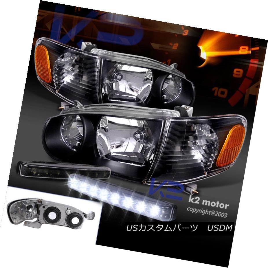 ヘッドライト For 01-02 Toyota Corolla Black Headlights+Corner Lamp+8-LED Bumper DRL Fog Light 01-02用トヨタカローラブラックヘッドライト+ Cor nerランプ+ 8-LEDバンパーDRLフォグライト 【並行輸入品】