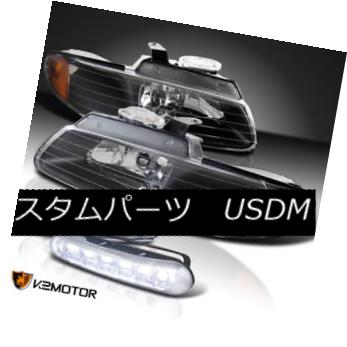 ヘッドライト 96-00 Caravan Chrysler Town & Country Voyager Black Headlights+LED DRL Fog Lamps 96-00キャラバンクライスラータウン＆amp; カントリーヴォイジャーブラックヘッドライト+ LED DRLフォグランプ 【並行輸入品】
